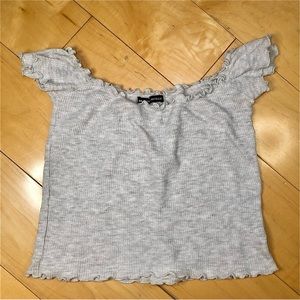 Brandy Melville Eden Sm heathered gray off the shoulder crop top made in Italy